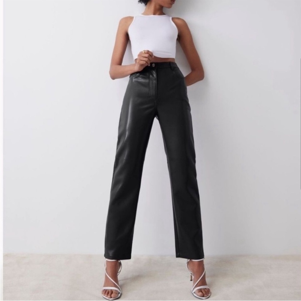 Aritzia Wilfred Melina high-rise straight-leg faux leather pants